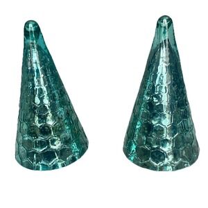 Mint Green Holiday Tree Mercury Glass Style Set /2 /7.5"Threshold Honeycomb